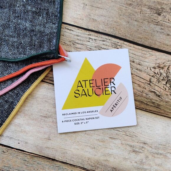 Atelier Saucier Cocktail Napkin Set Rainbow Chambray - Picture 2 of 9